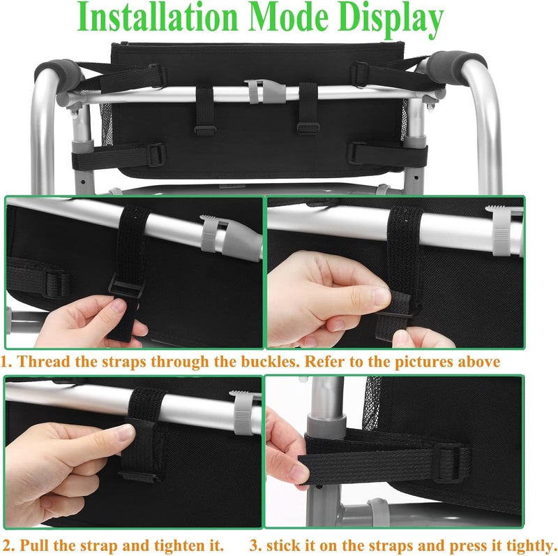 CTWWFS Upgrade Walker Basket with Cup Holder, Foldable Walker Storage Bag for Seniors with Big Capacity & Never Tipping Over, Best Gift for Family - Image 3